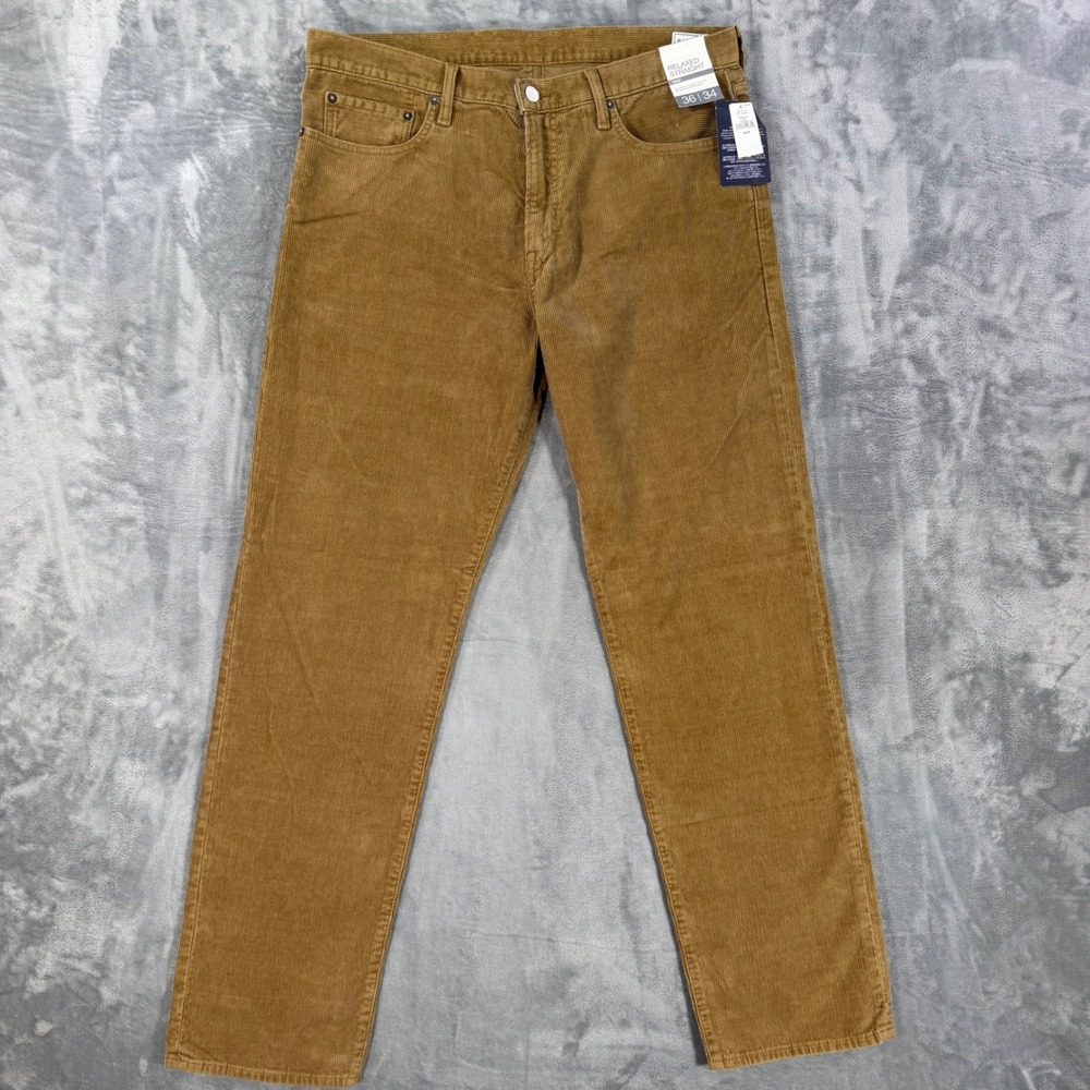 New Gap Relaxed Straight Corduroy Pants Men's 36x34 Brown Tan Rigid